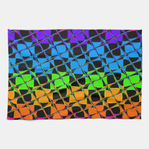 Latest Edgy Colourful Chequered Rainbow Pattern Tea Towel