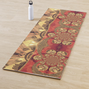Latest Golden Red African Print Art Design Yoga Mat