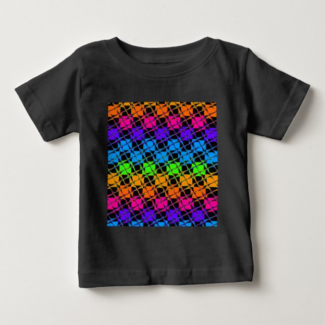 Latest lovely edgy rainbow colours chequered desig baby T-Shirt (Front)