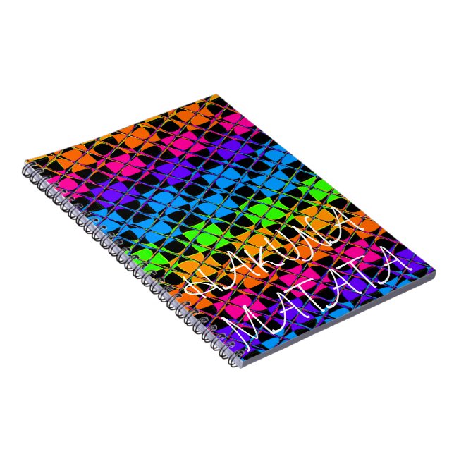 Latest lovely edgy rainbow colours chequered desig notebook (Right Side)