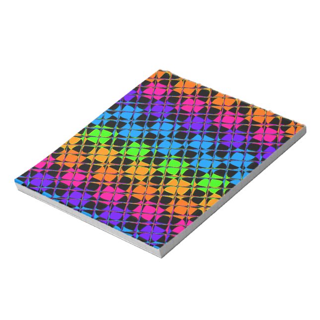 Latest lovely edgy rainbow colours chequered desig notepad (Rotated)