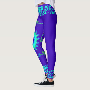 Latest summer time elegant blue weekend floral leggings