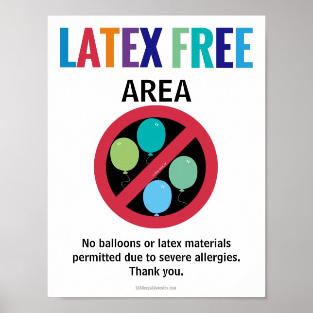Latex Free Area Classroom Building No Balloons Poster (Front)