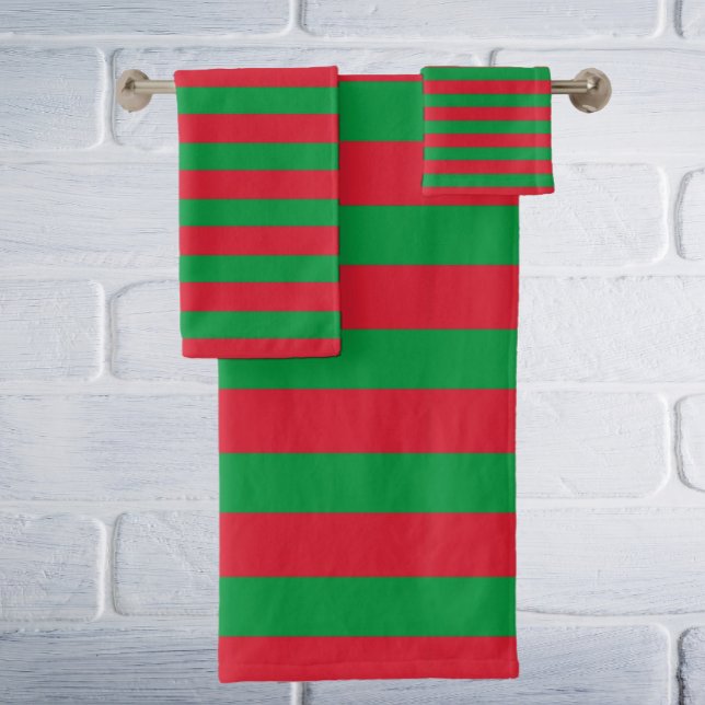 Latex Red & White Striped Bath Towel Set (Creator Uploaded)