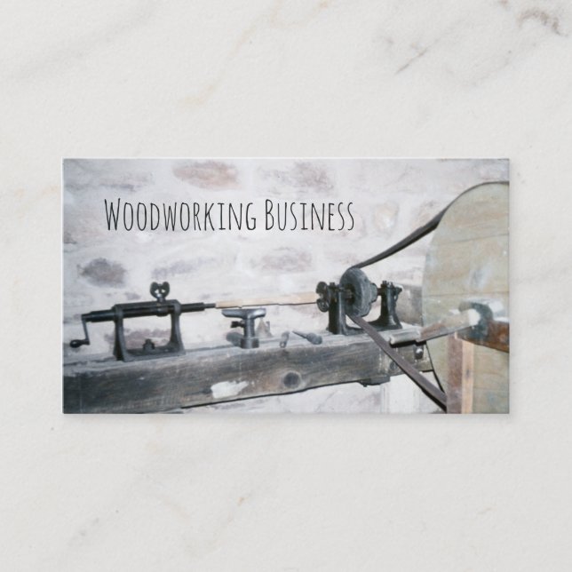 Lathe, Antique Milling Industrial Woodworking Wood Business Card (Front)