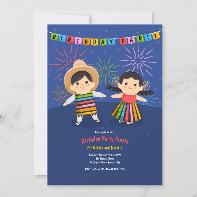 Latin American Kids Birthday Fiesta Invitation (Front)