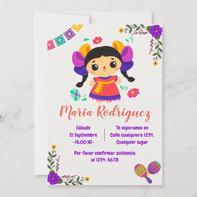 Latin American Princess Birthday Invitation (Front)