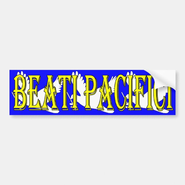 latin blessed peacemakers over 3 white doves bumper sticker (Front)