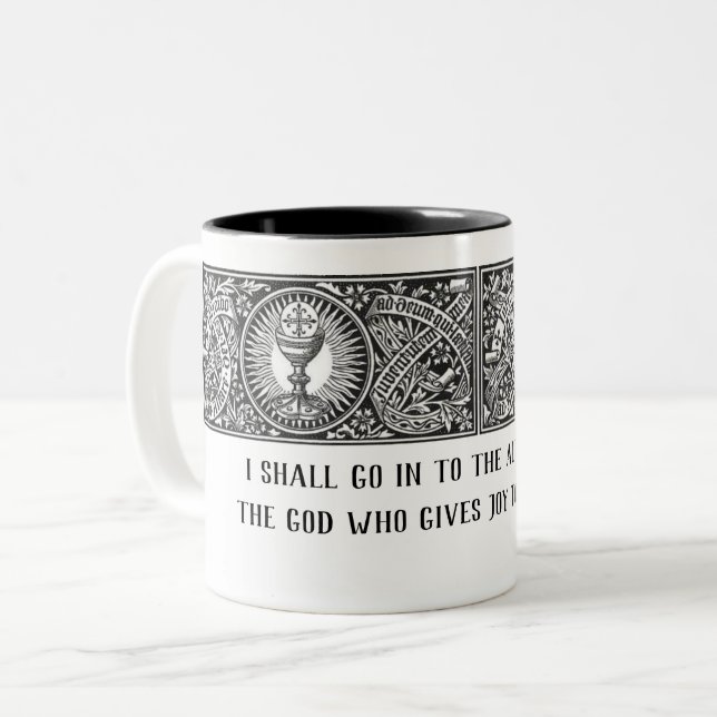 Latin Catholic Religous Prayer Priest Two-Tone Coffee Mug (Front Left)