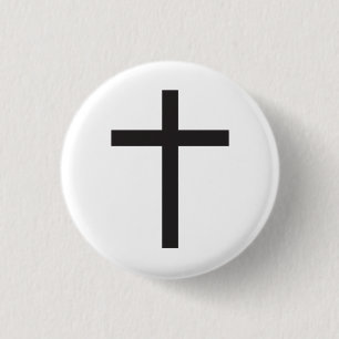 Latin Cross Religious Symbol 3 Cm Round Badge