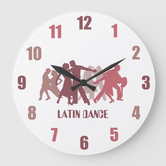 Latin Dancers Illustration Large Clock (Front)