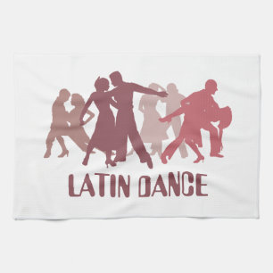 Latin Dancers Illustration Tea Towel