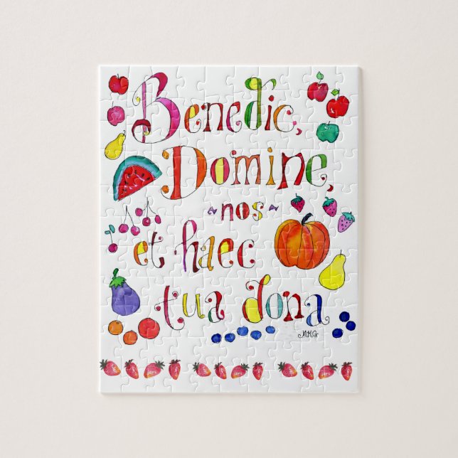 Latin Gratitude Grace Prayer - Bless Us O Lord Jigsaw Puzzle (Vertical)