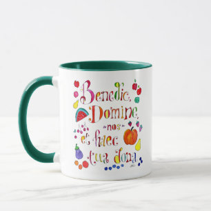 Latin Gratitude Grace Prayer - Bless Us O Lord Mug