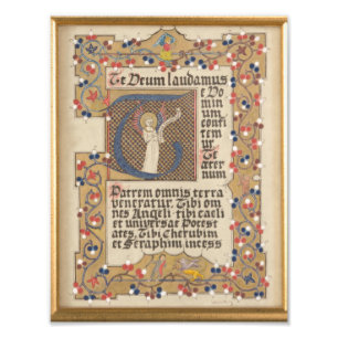 Latin Hymn Mediaeval style Illuminated Calligraphy Photo Print