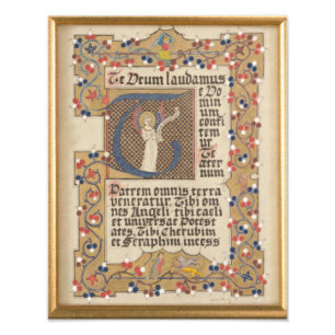 Latin Hymn Mediaeval style Illuminated Calligraphy Photo Print