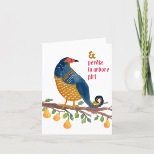 Latin Partridge in a Pear Tree Funny Hand-Drawn Holiday Card