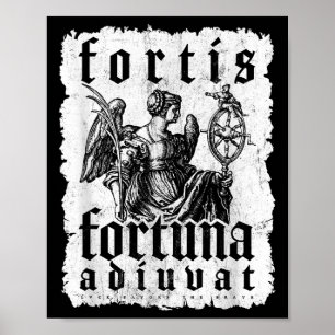 Latin Philosophy Quote Luck Bravery Fortis Fortuna Poster