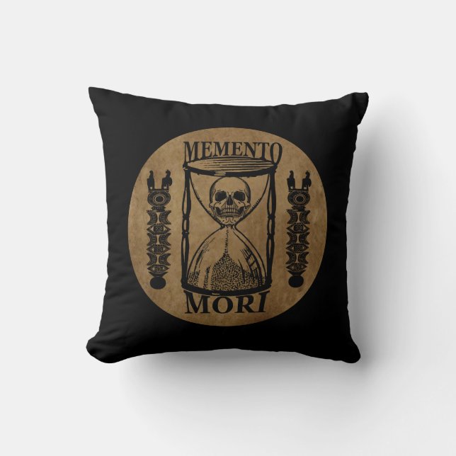 Latin Phrase - Seize the Day - Memento Mori Skull Cushion (Front)