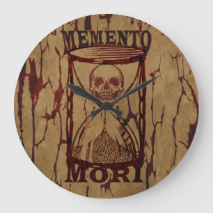 Latin Phrase - Seize the Day - Memento Mori Skull Large Clock