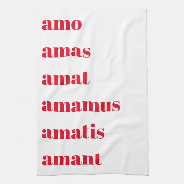 Latin Tea Towel, Amo Amas Amat, Schooldays Theme  Tea Towel (Vertical)