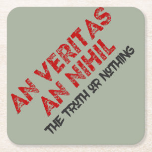 Latin Truth Quote Square Paper Coaster