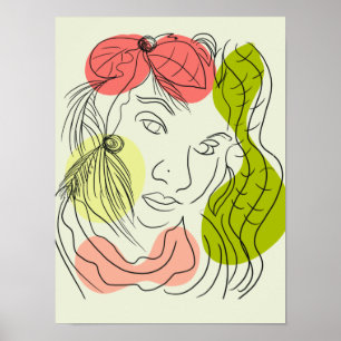 Latin Woman Art Shapes Floral Poster
