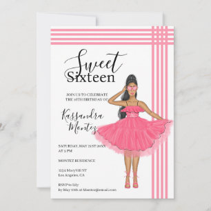 Latina Babe Pink Sweet 16th  Invitation