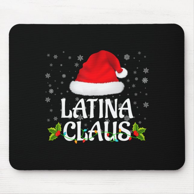 Latina Claus Christmas Lights Santa Pajama Family  Mouse Pad (Front)
