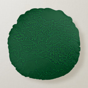 Latina Floral Design Green. Round Cushion
