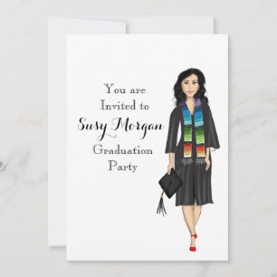 Latina Graduate Fashion Illustration Invitation
