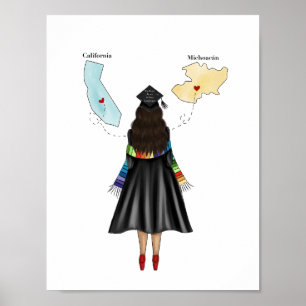 Latina Graduate with Two States Graduation  Poster