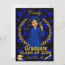 Latina Graduation Invite Class of Blue Gold Evite