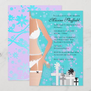 Latina Lingerie Bridal Shower Teal and Purple Invitation