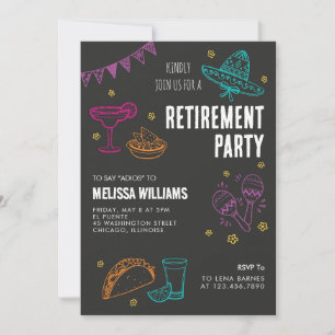Latina Mexican Style Funny Black Retirement Party Invitation