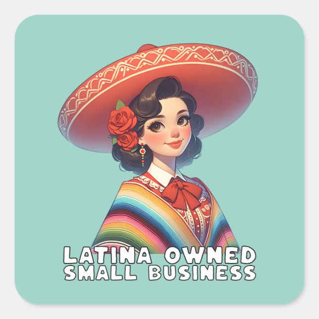 Latina Owned Small Business Square Sticker (Front)