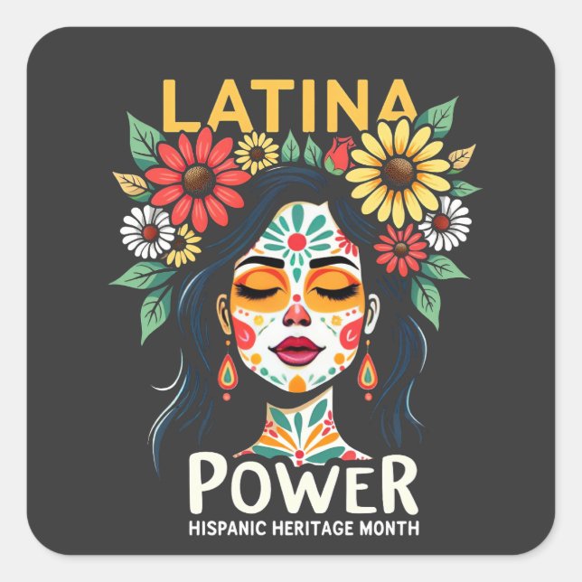 Latina Power Hispanic Heritage Month Square Sticker (Front)