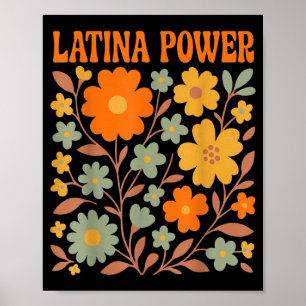 Latina power pumpkin floral boho teacher hispanic poster