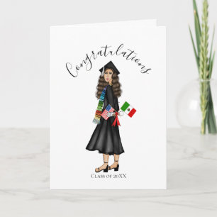 Latina with Flags and Diploma Graduation Card
