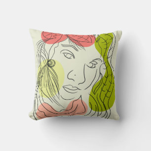 Latina Woman Art Shapes Floral Cushion