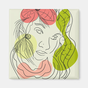 Latina Woman Art Shapes Floral Magnet