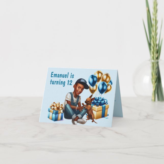 Latino Boy With Dog Birthday Invitation (Front)