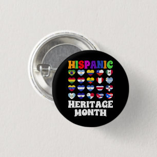 Latino Countries Flags Heart, Happy Celebration 3 Cm Round Badge
