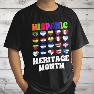 Latino Countries Flags Heart, Happy Celebration T-Shirt