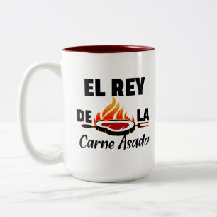 Latino Dad El Rey de la Carne Asada  Two-Tone Coffee Mug