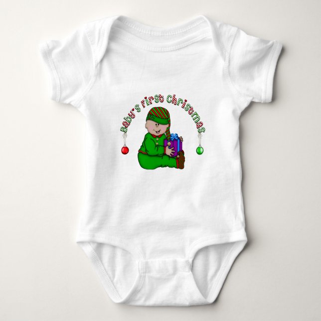 Latino Elf Baby 1st Christmas Bodysuit (Front)