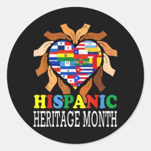 Latino Flag Heart National Hispanic Heritage Month Classic Round Sticker