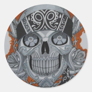 latino skull classic round sticker