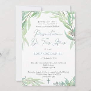 Latino Three Year Old Presentation Misa for Boy Invitation