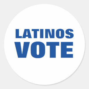 Latinos Vote voto latino blue and white modern Classic Round Sticker